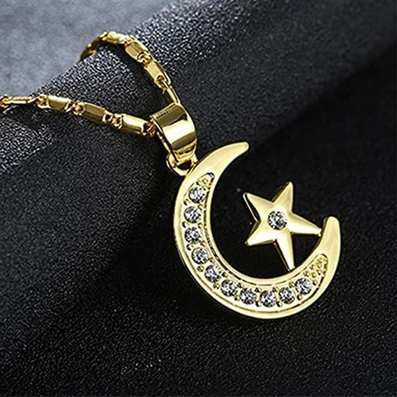 Zircon Moon & Star Necklace and Earrings Set for Women – Celestial Gift UAE