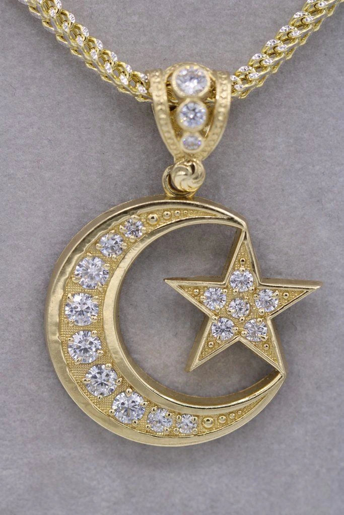 Zircon Moon & Star Necklace and Earrings Set for Women – Celestial Gift UAE