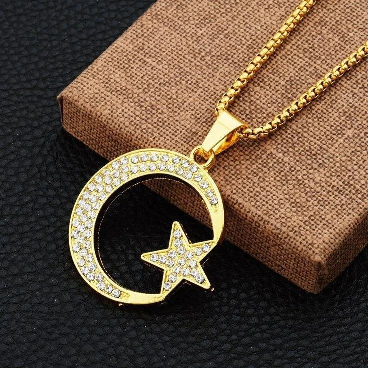 Zircon Moon & Star Necklace and Earrings Set for Women – Celestial Gift UAE