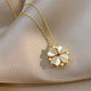 Gold-Plated Four Leaf Clover Heart Pendant Necklace (Stainless Steel) – White Shell | Women’s Gift UAE