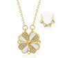 Gold-Plated Four Leaf Clover Heart Pendant Necklace (Stainless Steel) – White Shell | Women’s Gift UAE