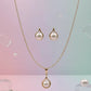 Elegant Pearl Drop Gold Pendant Set – Teardrop Necklace & Stud Earring Jewelry Set