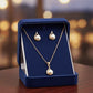 Elegant Pearl Drop Gold Pendant Set – Teardrop Necklace & Stud Earring Jewelry Set