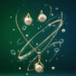 Elegant Pearl Drop Gold Pendant Set – Teardrop Necklace & Stud Earring Jewelry Set