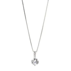 S925 Sterling Silver Solitaire Pendant Necklace – Minimalist Round Crystal for Women UAE